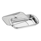 Assadeira Inox Tampa Vidro 34cm Cosmos Tramontina 61315/344 Cor Cinza