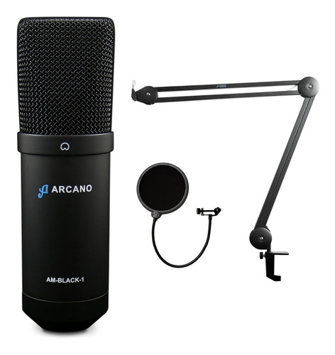 Microfone Arcano Am-black-1 + Am-pop + Pedestal Iron Arm-1