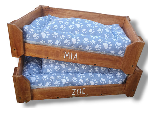 Cucha Cama Para Perros De Madera Colchón Reversible Mediana