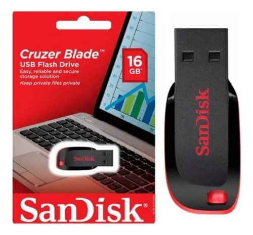 Pendrive Sandisk Cruzer Blade 16gb Usb 2.0 Sdcz50-016g-b35 