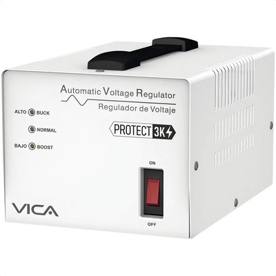 Regulador Electronco de Voltaje Protect 3k VICA 3000va 1800w Linea Blanca 4 Contac Color Blanco | Envío gratis