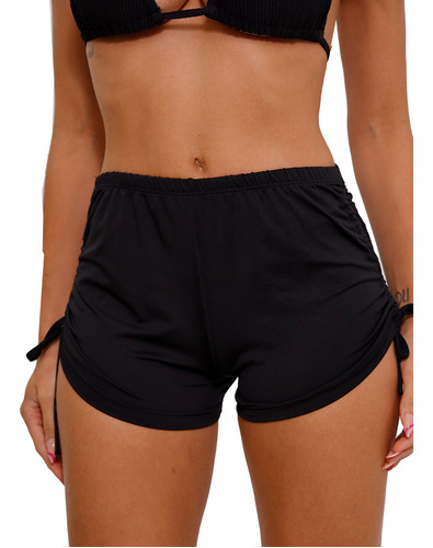 Saída Praia Feminina Fresquinho Shorts Curto Liso Moda Verão