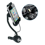 Soporte Porta Celular Gps Flexible Cargador Auto Doble Usb