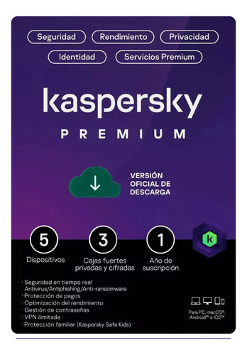 Kaspersky Premium Total Security 2023 | 5 Dispositivos 1 Año