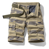 Pantalones Cortos De Playa A Rayas Para Hombre, 100% Algodón