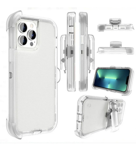 Funda Uso Rudo 3 En 1 Para iPhone Con Clip Acrigel Antishock