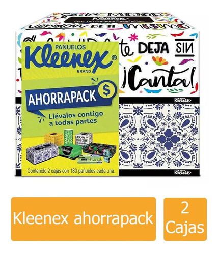 Pañuelos Faciales Kleenex 2 Cajas De 180 Pañuelos