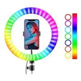 Aro Selfie 26cm Rgb Luz Led Profesional Celular Tik Tok