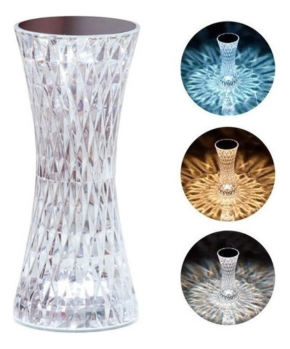 Lámpara Velador Led Recargable Usb Táctil Cristal Dimmer Bar Color De La Estructura Transparente