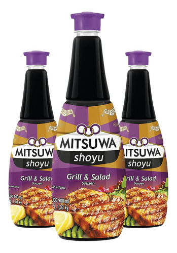 3un Shoyu Grill E Salada Mitsuwa Para Sushi 900ml