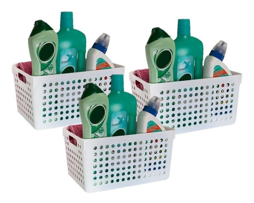 Set X 3 Canasto Organizador Cesto Plastico Rectangular #815