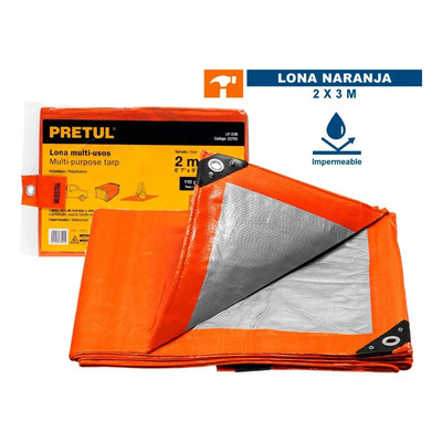 Lona multiuso Pretul LP-23N impermeable de 2m x 3m color naranja | MercadoLibre