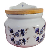 Saleiro Parede/bancada Redondo Flor Azul 1 Kg Porcelana 