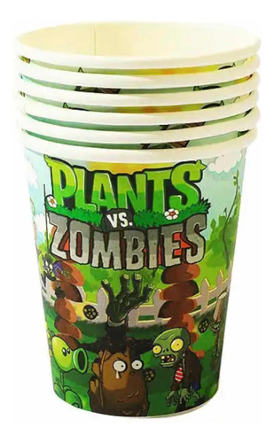 Pack 10 Vasos Plantas Vs Zombie Decoracion Cumpleaños