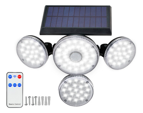 Panel Reflector Solar 89 Led Sensor Movimiento 3 Funciones Carcasa Negro Luz Blanco Frío