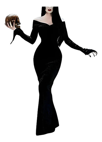 Ws Rii 2025 Emyzkc Halloween Morticia Addams Disfraz Cospaly