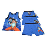 Set 4 Piezas Ropa Interior Niño Dragon Ball Goku Comodo Azul