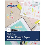 Avery Para Imprimir Etiqueta De Papel, Blanco Mate, 8,5 X 11