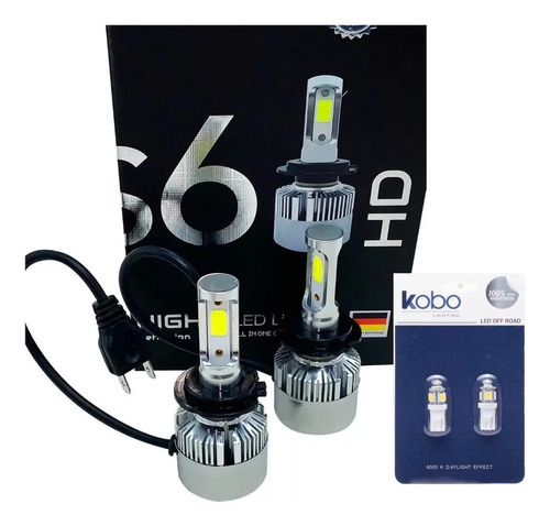 Kit Cree Led S6 Plus 44000 Lm H4 H1 H7 H11 9006 + 2 Led T10 