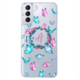 Funda Para Galaxy Mariposas Personalizada Con Tu Inicial