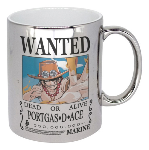 Taza Metálica Plata One Piece Wanted Recompensa Mugiwaras