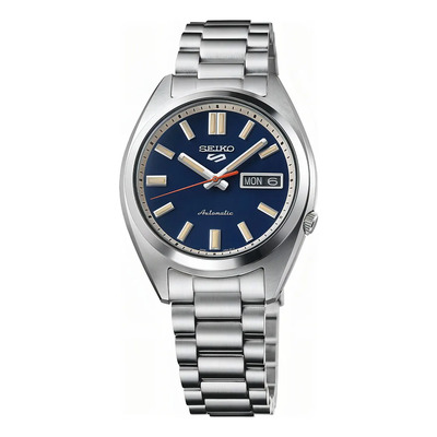 Reloj Pulsera Seiko 5 Sport Snxs Series Srpk87k1 Con Correa De Acero Inoxidable Color Plateado - Fondo Azul Marino | Meses sin interés