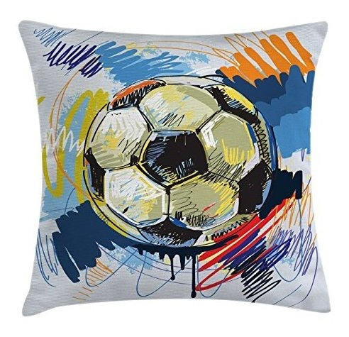 Ambesonne Soccer Throw Pillow Cojín, Ilustración Esférica De