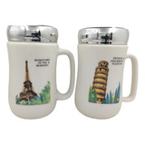 Mug Tapa Espejo - Diseño Torre Eiffel Torre De Pisa Y Más