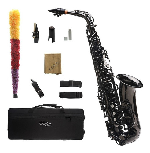 Saxofón Alto Negro Niquelado Cora By L. America + Accesorios