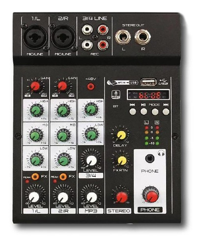 Mixer Ross M4u 4 Canales Bluetooth Usb Phantom Power Eq