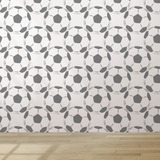 Papel De Parede Cozinha Bolas Futebol Cinza Branco 1.5m