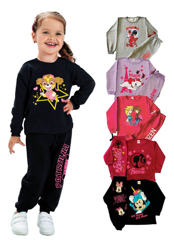 Kit 10 Peças Conjunto Infantil Inverno Feminino Personagens