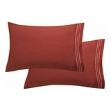 Elegant Comfort 2 Fundas De Almohada Estandar Color Borgoña Liso