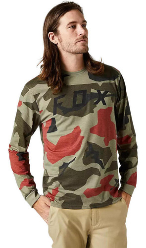 Polera Lifestyle Bknr Manga Larga Camo Verde Fox