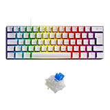 Teclado Mecânico 60% Zot Branco Outemu Blue Tecla Removível