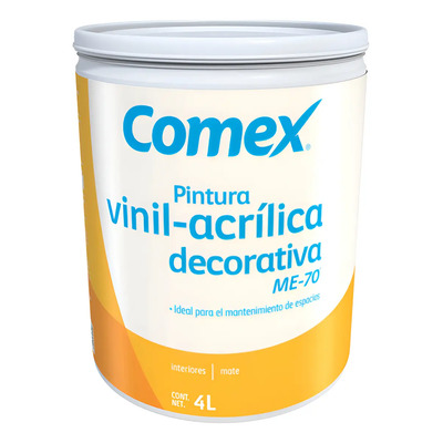 Galón Pintura Vinílica Comex Me-70 4 Litros Colores Acabado Mate Color Blanco | Envío gratis