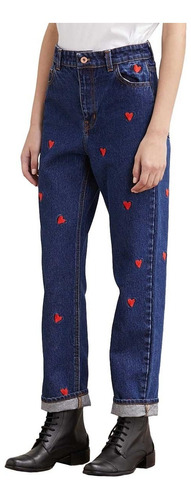 Pantalon Jean Mujer Wanama Kurt Mid Dark Blue Heart Paul Pre