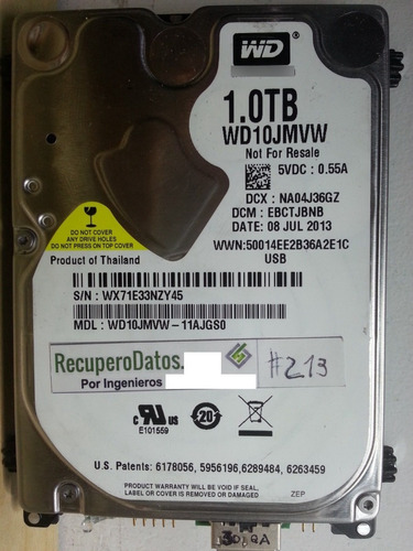 Western Digital Wd10jmvw-11ajgs0 1tb 2.5 - 273 Recuperodatos