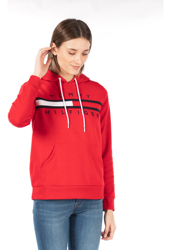 Polerón Hoodie Global Logo Rojo Tommy Hilfiger