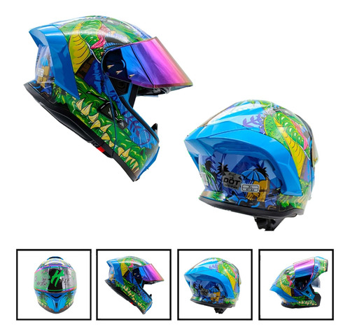 Casco Abatible Half Certif Dot Doble Visor Mica Tornasol Rmb