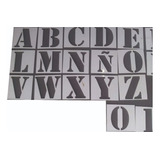 Abecedario Y Números En Tipografia Stencil. Ideal Plantilla