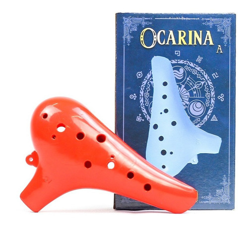 Flauta Ocarina Standard Abs 12 Furos Em C Dó Vermelho