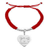 Pulsera Bolitas Corazon Pareja Te Amo Plata 925 Roja