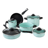 Batería De Cocina Cinsa Granito Jade Menta 10 Piezas