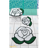 Jogo De Tapetes Para Banheiro Formato Rosas 3 Peças - Frufru