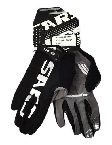 Guantes Dedos Largos Sars Talle L Negro Con Gel Ciclismo 