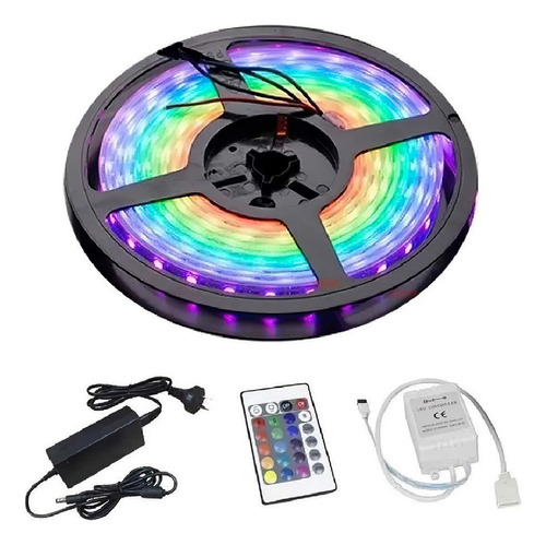 Tira Luces Led 5050 Rgb Kit Completo Control Y Fuente Luz