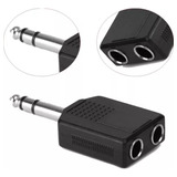 Adaptador Plug 6.35mm Stereo A 2 Jack 6.35mm Hembra Estéreo 