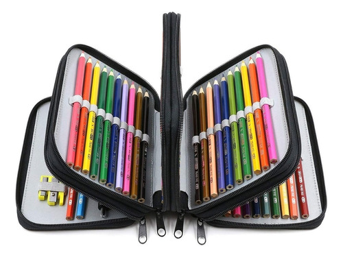 Lapicera Organizador Estuche 72 Lapices Colores Color Negro