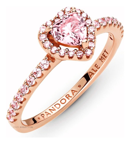 Pandora Anillo Corazón Relieve Rosa + Set De Regalo